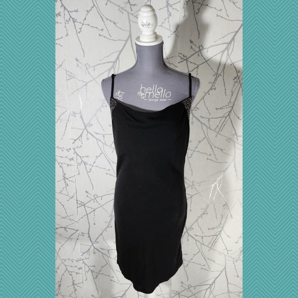 Diesel Black Gold Metallic Detail Strappy Cowl Neck Slip Dress